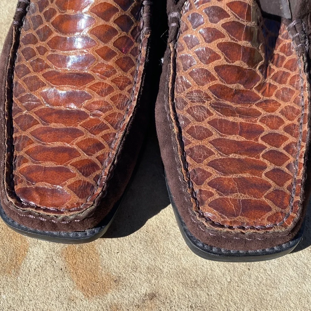 Stuart Weitzman snakeskin loafers size 6 espresso brown slip resistant comfort